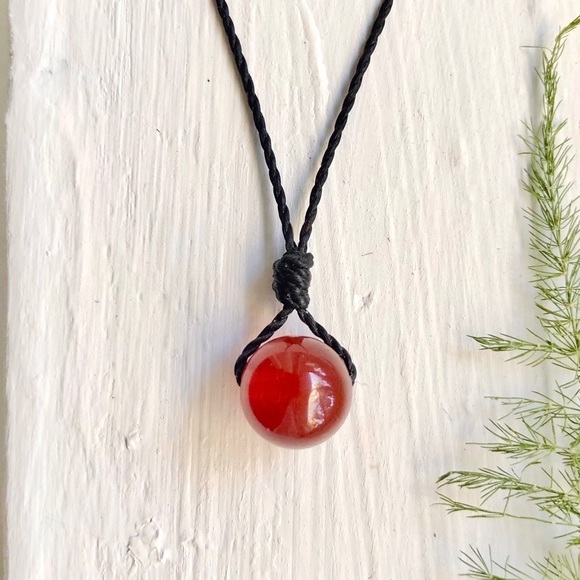 Hand Crafted Jewelry - Carnelian (10mm) Sphere Necklace/Choker